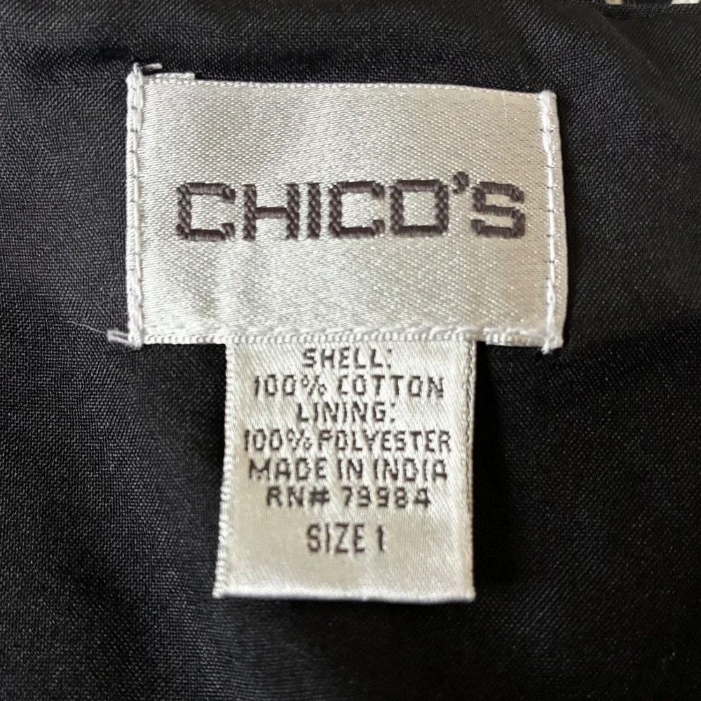 Chicos Floral Embroidered A-Line Flared Midi Skirt Size 1 Medium Cotton Lined